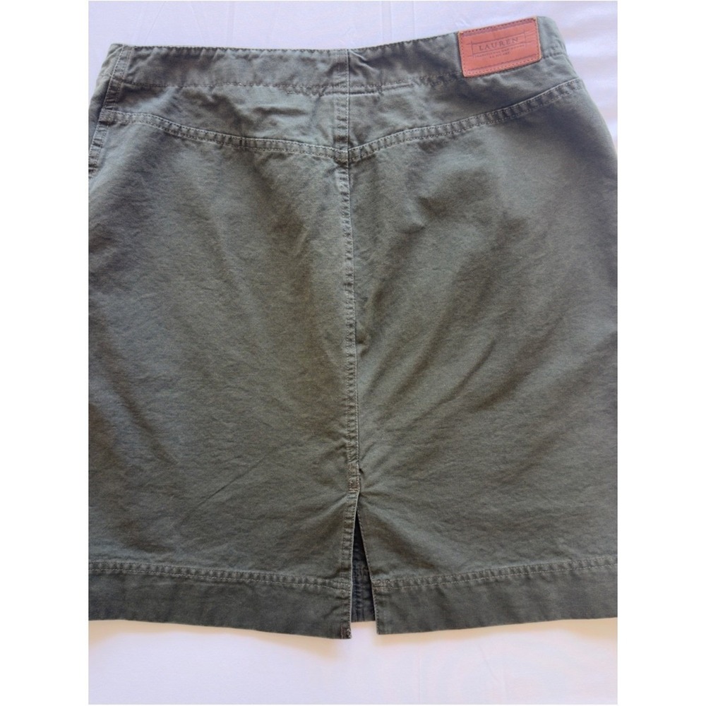 Lauren Ralph Lauren Women's Olive Green Button Front Cotton Mini Skirt Size 10 - Picture 8 of 11